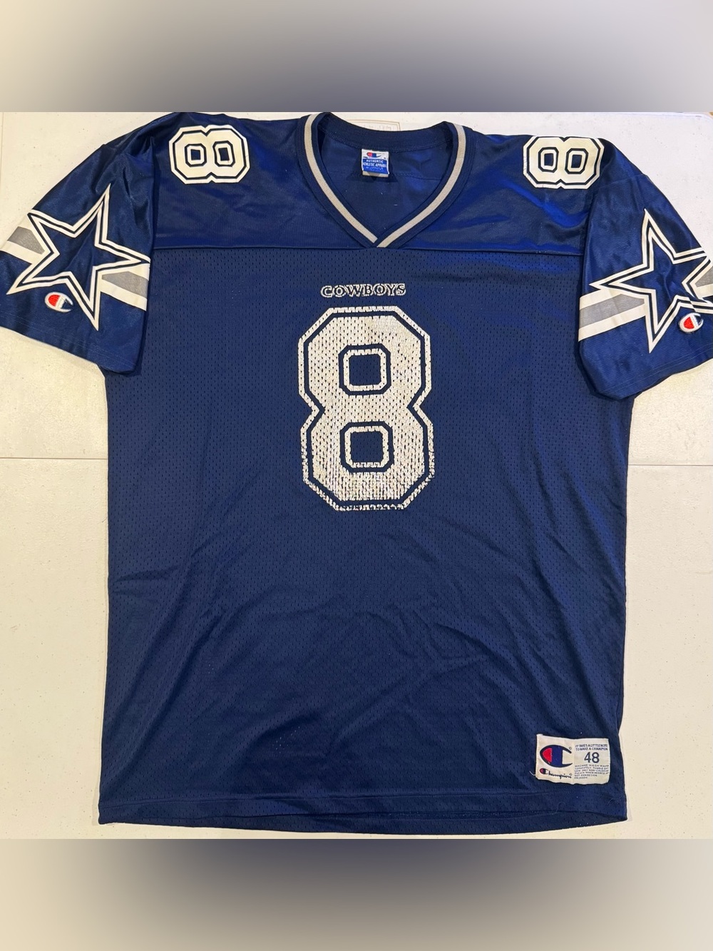 Vintage 90’s Champion Troy Aikman Dallas Cowboys NFL Football Jersey size 48